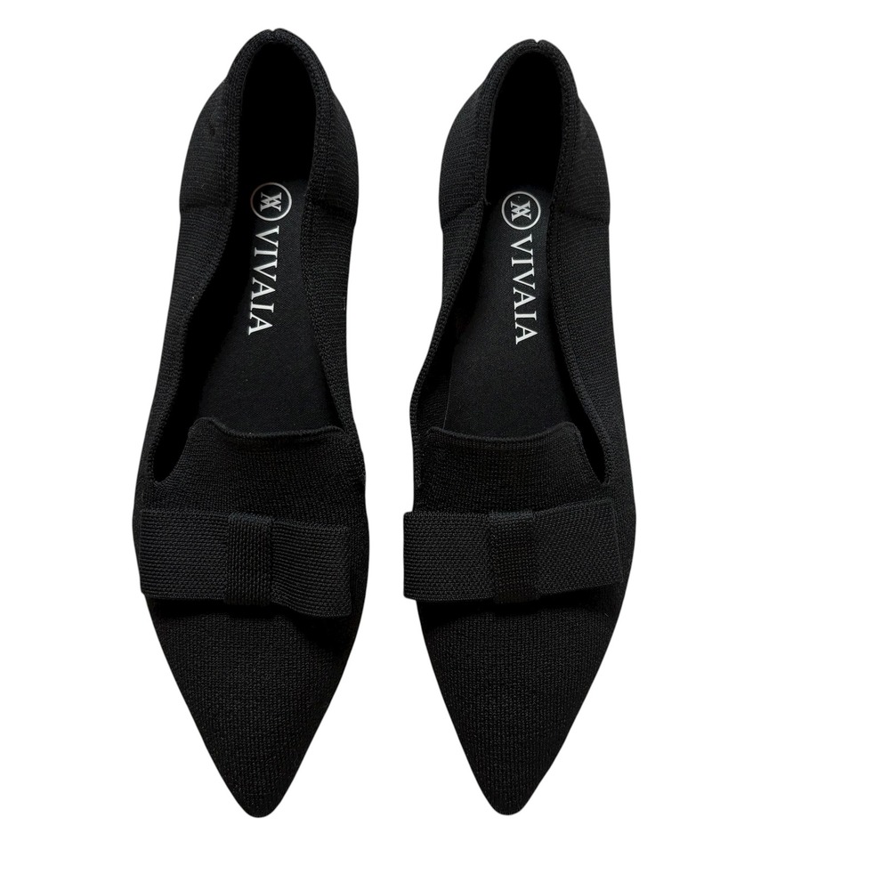 Vivaia Black Pointed Bow Flats - Picture 4 of 10